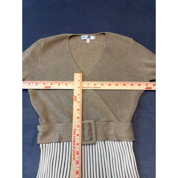 NWT Robbie Bee Rib Pleated Sweater Dress Tan/White Women’s Med - Picture 7 of 13